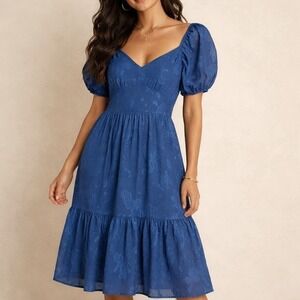 Mimi Chica Floral Puff Sleeve Midi Dress